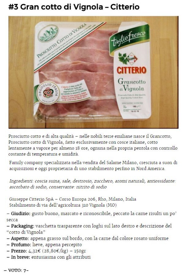 Grancotto di Vignola: cooked Ham taste test