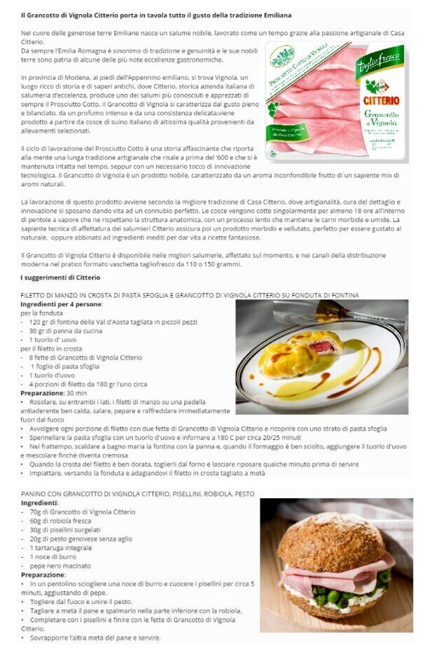 The Citterio’s cooked ham par excellence on Italyfromitaly.it